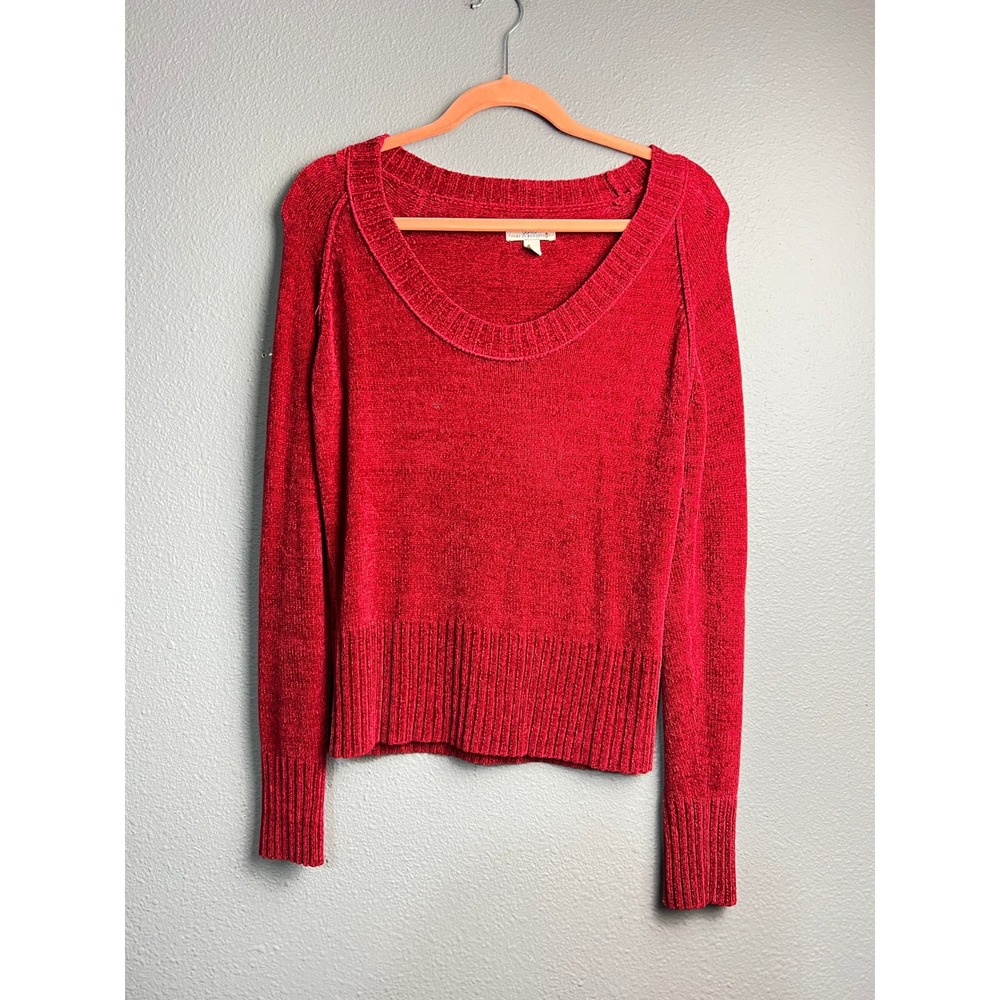 SO Wear It Declare It Red Chenille Scoop‎ Neck Ribbed Cozy Pullover Sweater XL